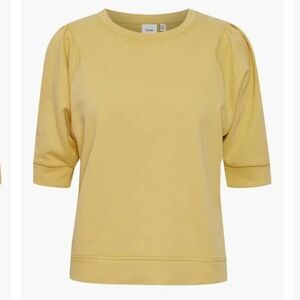 ICHI Women's Yellow Short Sleeve Top
